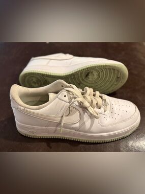Nike Air Force 1 “Honeydew” White Sneakers with Light Green Accents - Men’s 13